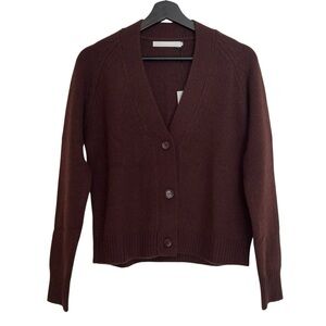 One Grey Day Curtis Cashmere Cardigan Cinnabar Brown X-Small NWT Minimalist Cozy